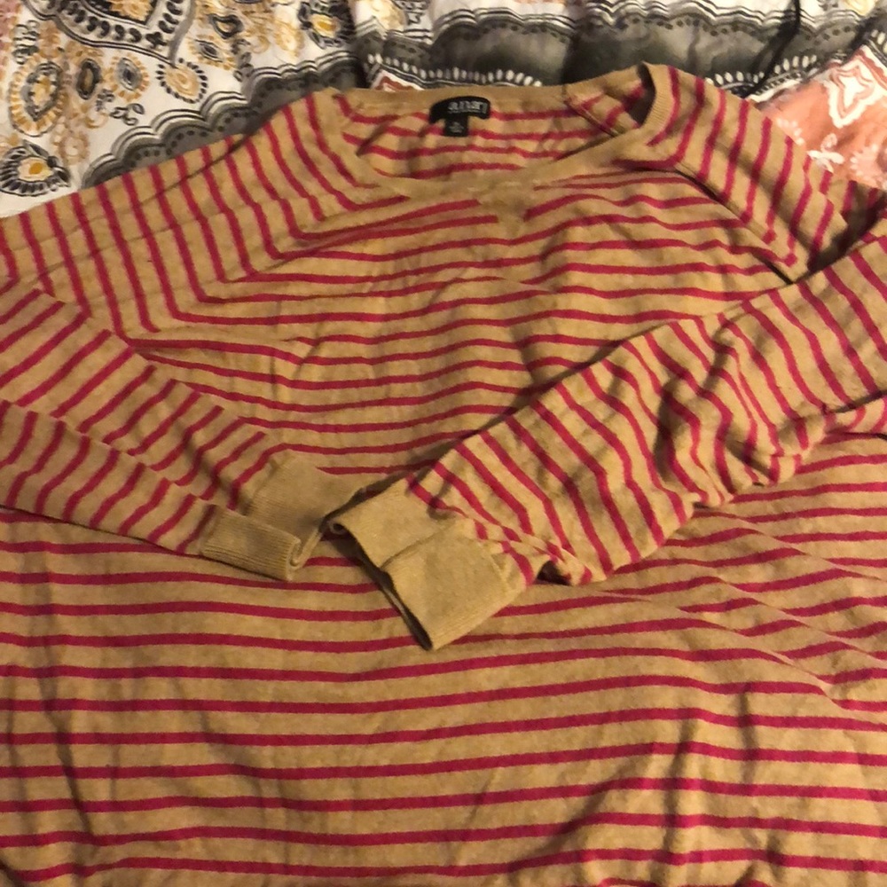Pink and brown long sleeve striped sweater